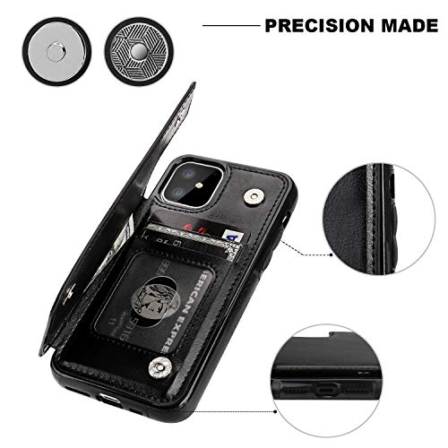 iPhone 11 Wallet Case with Card Holder,OT ONETOP PU Leather Kickstand Card Slots Case,Double Magnetic Clasp and Durable Shockproof Cover for iPhone 11 6.1 Inch(Black) iPhone 11 Wallet Case with Card Holder,OT ONETOP PU Leather Kickstand Card Slots Case,Double Magnetic Clasp and Durable Shockproof Cover for iPhone 11 6.1 Inch(Black)
